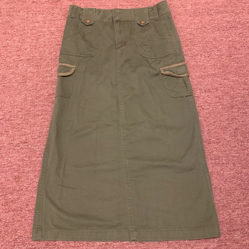 100% Cotton Full Length Olive Skirt